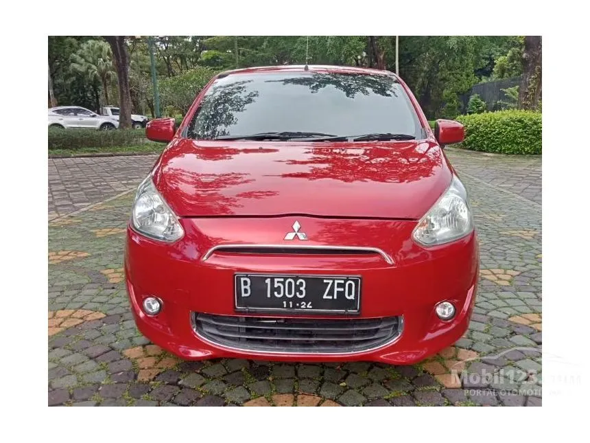 Jual Mobil Mitsubishi Mirage 2014 EXCEED 1.2 di Banten Automatic Hatchback Merah Rp 109.000.000