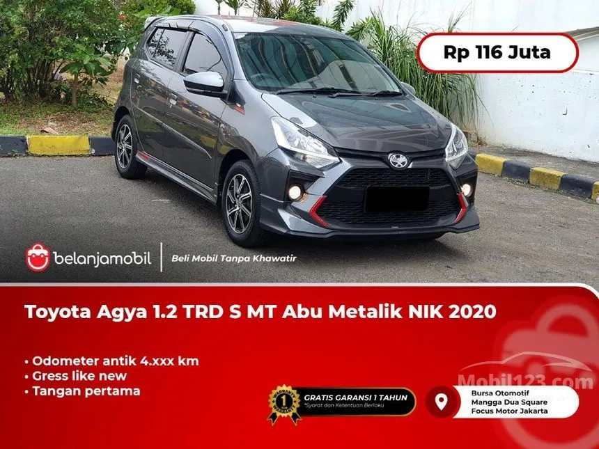 Jual Mobil Toyota Agya 2020 TRD 1.2 di DKI Jakarta Manual Hatchback Abu
