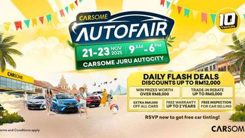 Drive your dream car with discounts up to RM12,000 at CARSOME’s Juru Autofair, 21-23 November 2025!