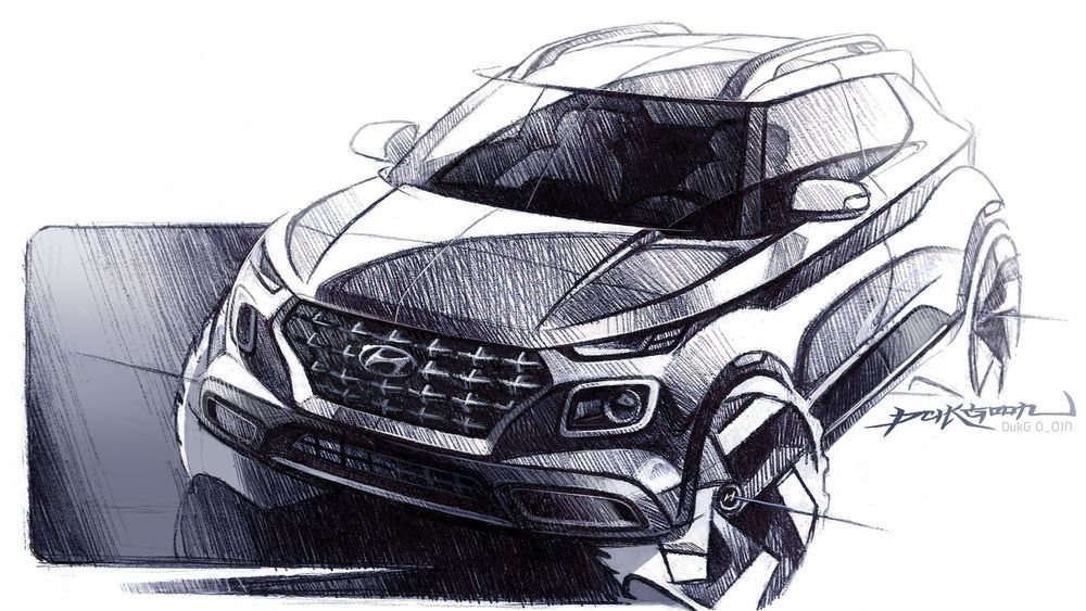 Sketsa SUV Kecil  Hyundai  Venue Dirilis Mobil  Baru 