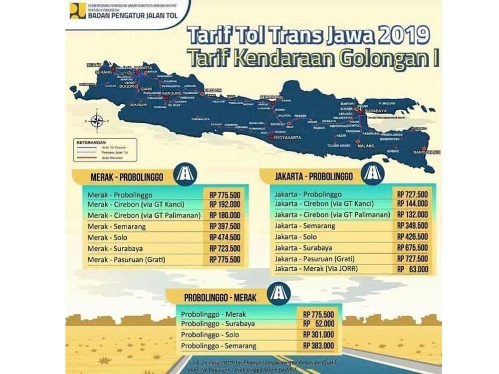 Cek Tarif Tol Trans Jawa Lengkap untuk Musim Mudik 2019