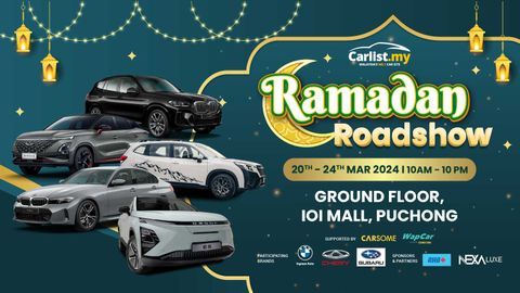 Join us at IOI Puchong from March 20-24th for Carlist.my's Ramadan Roadshow 2024 - Amazing Cars, Crazy Deals, and Prizes Galore! 