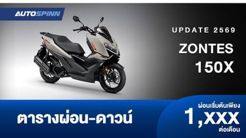 ตารางผ่อน ดาวน์ ZONTES 150X ออกรถฟรีดาวน์ ผ่อนเริ่มต้นไม่เกิน 1,500